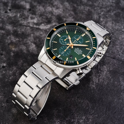 Alba Active AM3953X1 Chronograph Men Green Patterned Dial Stainless Steel Strap