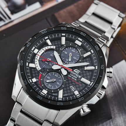 Casio Edifice EQS-900DB-1AVUDF Solar Powered Chronograph Black Dial Stainless Steel Strap