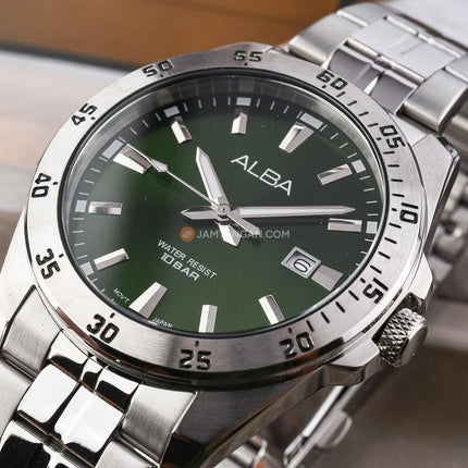 Alba Active AS9V43X1 Men Green Dial Stainless Steel Strap
