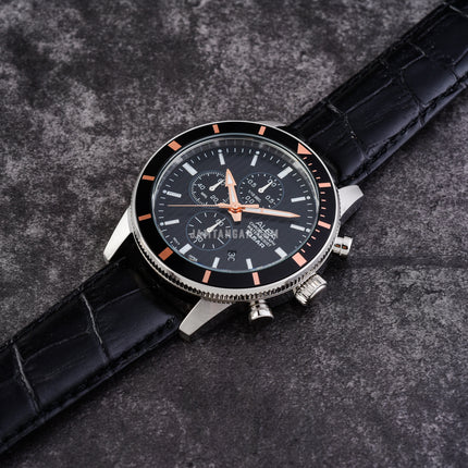 Alba Active AM3961X1 Chronograph Men Black Patterned Dial Black Leather Strap