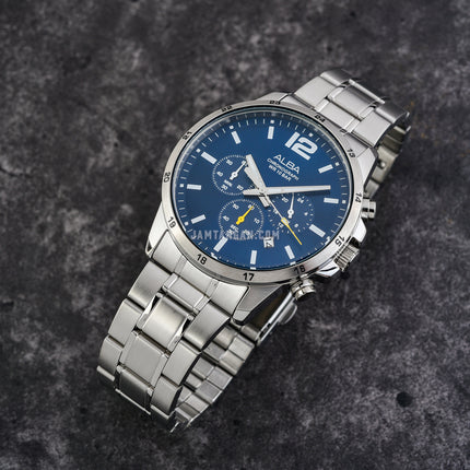 Alba Active AT3E83X1 Chronograph Men Blue Dial Stainless Steel Strap