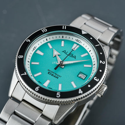 Alba Active AS9U87X1 Men Turquoise Dial Stainless Steel Strap