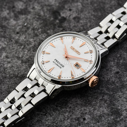 Seiko Presage SRE009J1 Cocktail Time Clover Club Diamond Twist Silver Dial Stainless Steel Strap