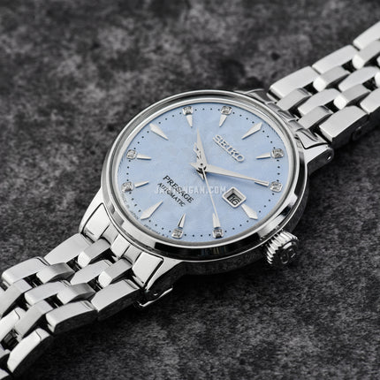 Seiko Presage SRE007J1 Cocktail Time ‘Skydiving’ Diamond Twist Blue Dial Stainless Steel Strap