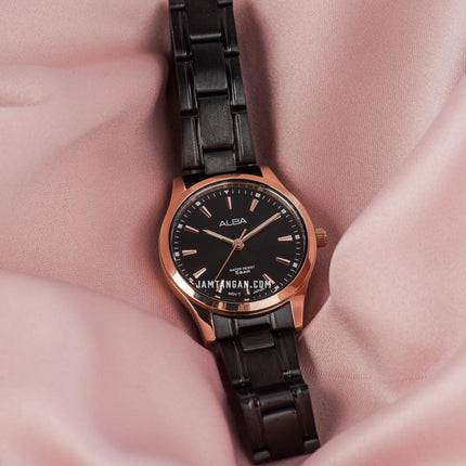 Alba Prestige ARX024X1 Ladies Black Dial Black Stainless Steel Strap