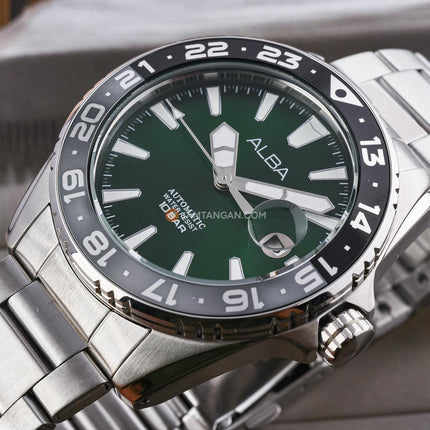 Alba Mechanical AU4077X1 Automatic Men Green Dial Stainless Steel Strap