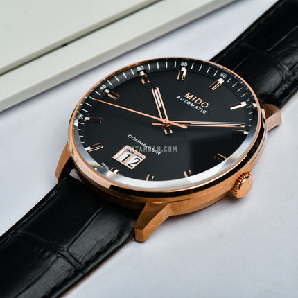 MIDO Commander II M021.626.36.051.00 Big Date Automatic Black Dial Black Leather Strap