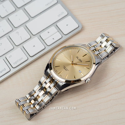 Alba AH7BN4X1_AS9Q98X1 Couple Gold Dial Dual Tone Stainless Steel Strap