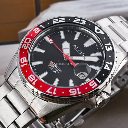 Alba Mechanical AU4073X1 Automatic Men Black Dial Stainless Steel Strap