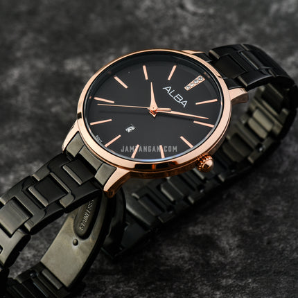 Alba Fashion AH7CC4X1 Ladies Black Dial Black Stainless Strap