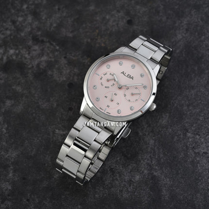 Alba AP6729X1 Ladies Multifunction Pink Dial Stainless Steel Strap