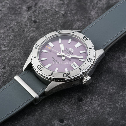 Orient Mako 40 RA-AC0Q07V Men Lilac Dial Grey Leather Strap