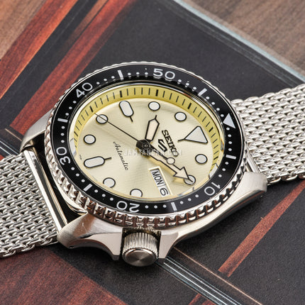 Seiko 5 Sports SRPE75K1-V2 Suits Style Champagne Dial Stainless Steel Strap + Extra Strap