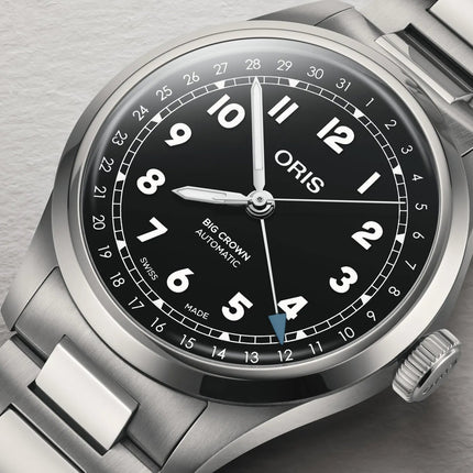 Oris Big Crown 01-754-7798-4064-07-8-20-06 Pointer Date Black Dial Stainless Steel Strap