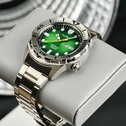 Alba Mechanical AL4443X1 Automatic Men Green Black Gradation Patterned Dial Stainless Steel Strap