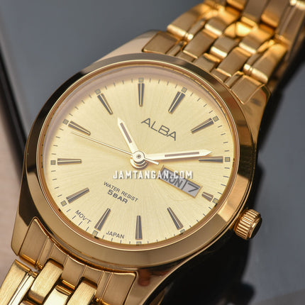 Alba AN8082X1 Ladies Gold Dial Gold Stainless Steel Strap