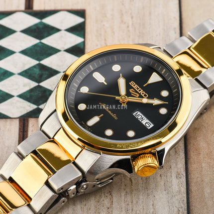Seiko 5 Sports SRPE60K1 Black Dial Dual Tone Stainless Steel Strap