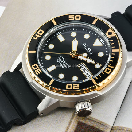 Alba Mechanical AL4250X1 Automatic Man Black Dial Black Rubber Strap
