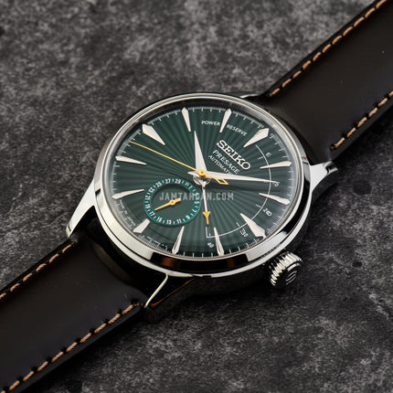 Seiko Presage SSA459J1 Cocktail Time Midnight Mockingbird Automatic Green Dial Brown Leather Strap
