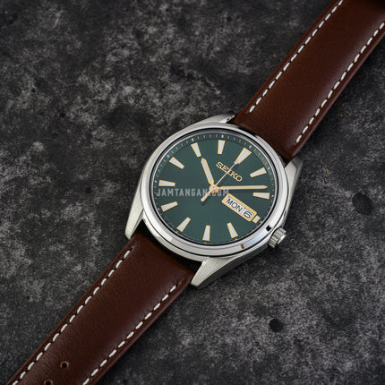 Seiko Classic SUR449P1 Men Green Dial Brown Leather Strap