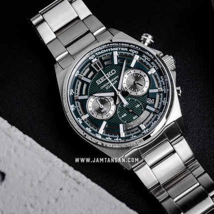 Seiko Chronograph SSB405P1 Essentials Green Dial Stainless Steel Strap