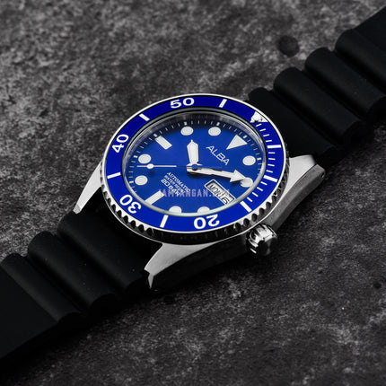 Alba Mechanical AL4363X1 Men Blue Dial Black Silicone Strap