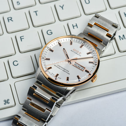 MIDO Commander II M021.431.22.031.00 Chronometer Automatic Silver Dial Dual Tone St. Steel Strap