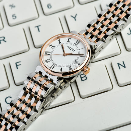 MIDO Dorada M033.210.22.013.00 White Dial Dual Tone Stainless Steel Strap