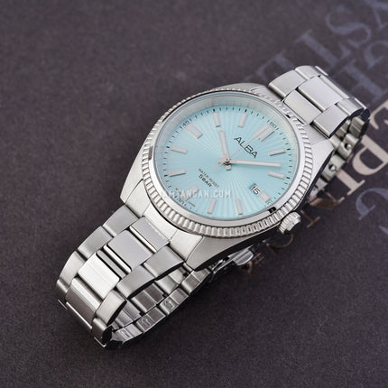 Alba Prestige AS9S71X1 Men Light Blue Patterned Dial Stainless Steel Strap