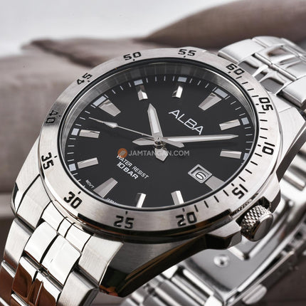Alba Active AS9V47X1 Men Black Dial Stainless Steel Strap