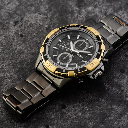 Seiko Chronograph SNDC24P1 Black Dial Black Stainless Steel Strap