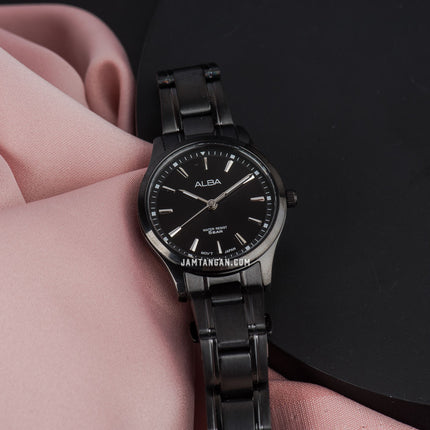Alba Prestige ARX023X1 Ladies Black Dial Black Stainless Steel Strap