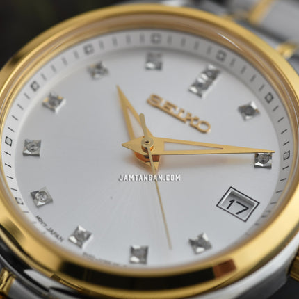 Seiko Ladies SUR582P1 Discover More Crystal Silver Dial Stainless Steel Strap
