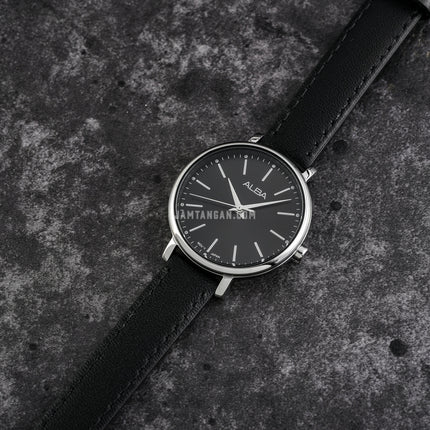 Alba Fashion ARX099X1 Ladies Black Dial Black Leather Strap
