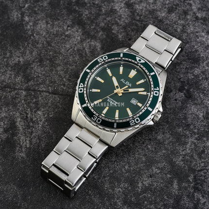 Alba Active AG8L21X1 Men Green Patterned Dial Stainless Steel Strap
