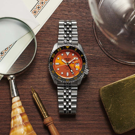 Seiko 5 Sports SSK005K1 SKX Sports Style GMT Mikan Orange Automatic Orange Dial St. Steel Strap