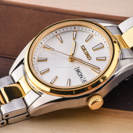 Seiko Ladies SUR454P1 Discover More Silver Dial Dual Tone Stainless Steel Strap