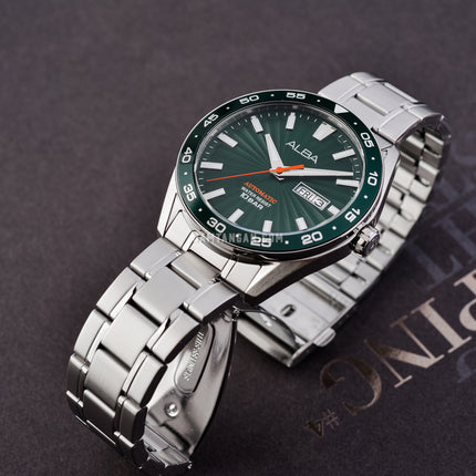 Alba Mechanical A3B007X1 Automatic Men Green Patterned Dial Stainless Steel Strap