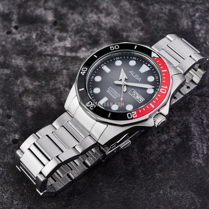 Alba Mechanical AL4539X1 Automatic Men Grey Black Gradation Dial Stainless Steel Strap