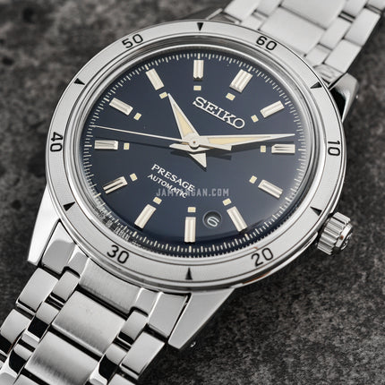 Seiko Presage SRPL07J1 Style60s Elegant Yet Rugged Dark Blue Dial Stainless Steel Strap