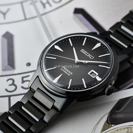 Seiko Presage SRPJ15J1 Cocktail Time Black Velvet Automatic Black Dial Black Stainless Steel Strap