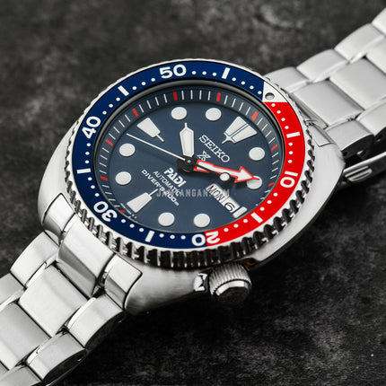 Seiko Prospex SRPE99K1 PADI Turtle Automatic Divers 200M Pepsi Blue Dial Stainless Steel Strap