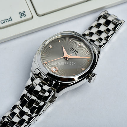 MIDO Belluna II M024.307.11.076.00 Royal Lady Rhodium Dial Stainless Steel Strap