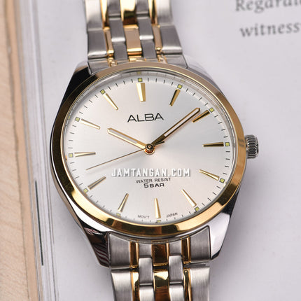Alba ARX112X1 Men Silver Dial Dual Tone Stainless Steel Strap