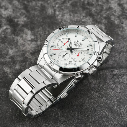 Alba Active AT3H29X1 Chronograph Men Silver White Dial Stainless Steel Strap