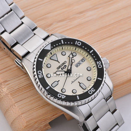 Seiko 5 Sports SRPK31K1 5KX Midi SKX Sports Style Beige Dial Stainless Steel Strap
