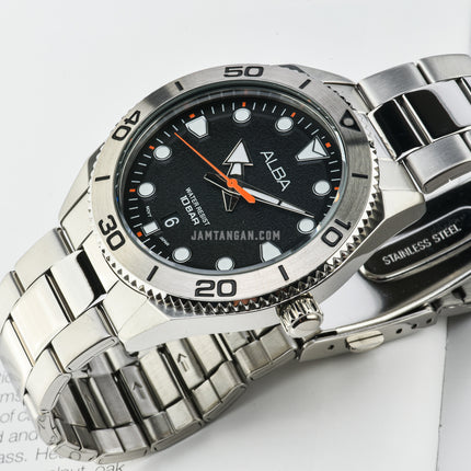 Alba Active AS9T15X1 Men Black Patterned Dial Stainless Steel Strap