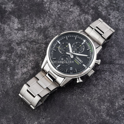 Seiko Chronograph SSB389P1 Discover More Black Dial Titanium Strap