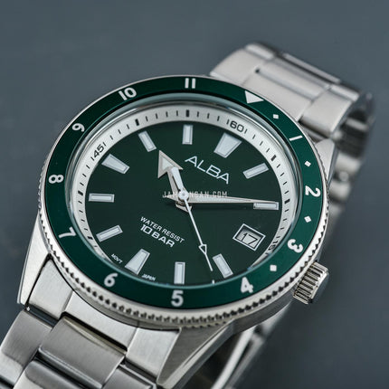 Alba AS9U79X1 Men Sport Green Dial Stainless Steel Strap