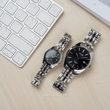 Alba AH7BM9X1_AS9Q93X1 Couple Black Dial Stainless Steel Strap